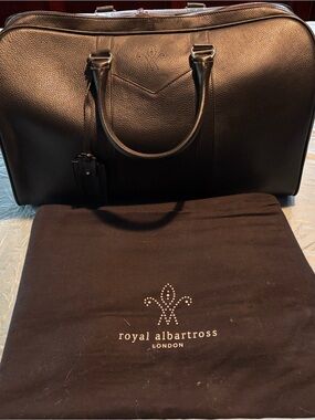 Royal Albartross London Black Leather Travel Duffel Bag